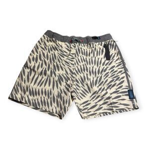 Depactus Mayday Board Shorts Mens Size XL White Gray Fish Print Surf Beach BNWT